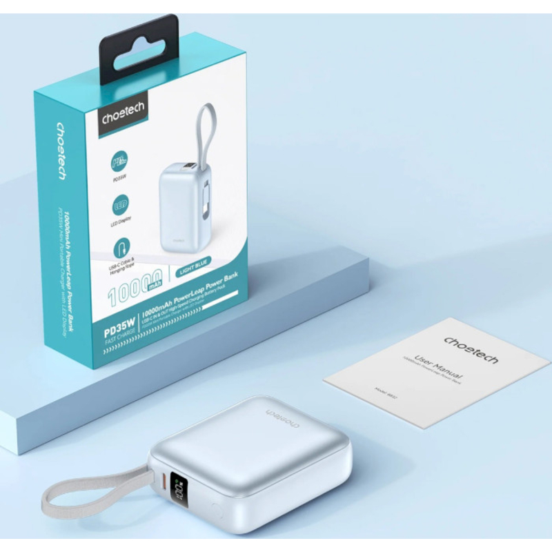 Батарея універсальна Choetech B832 10000mAh 35W Light Blue (B832-LBE) — фото 5