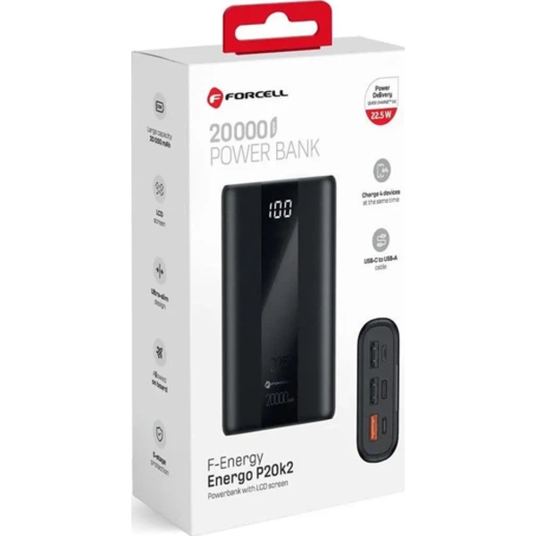 Батарея універсальна Forcell P20k2 20000mAh 22.5W Black — фото 7