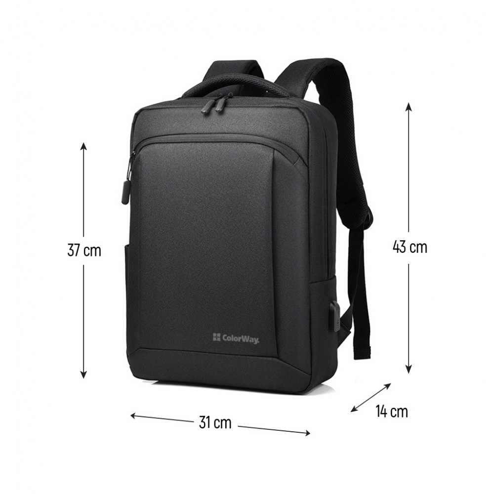 Рюкзак для ноутбука ColorWay Practical 17.3" Black (CW-BPP173-BK) — фото 2