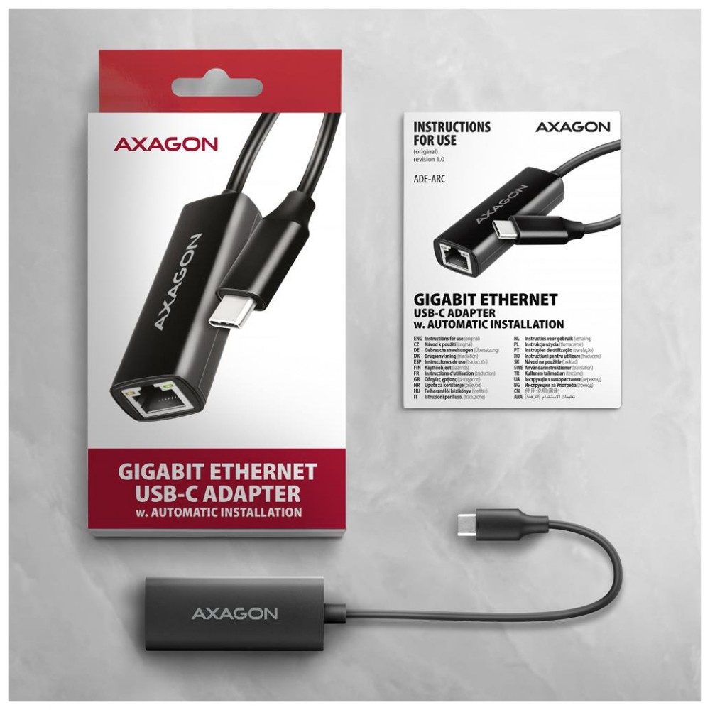 Мережевий адаптор USB-C to RJ45 Ethernet 1000Mbps black AXAGON (ADE-ARC) — фото 5
