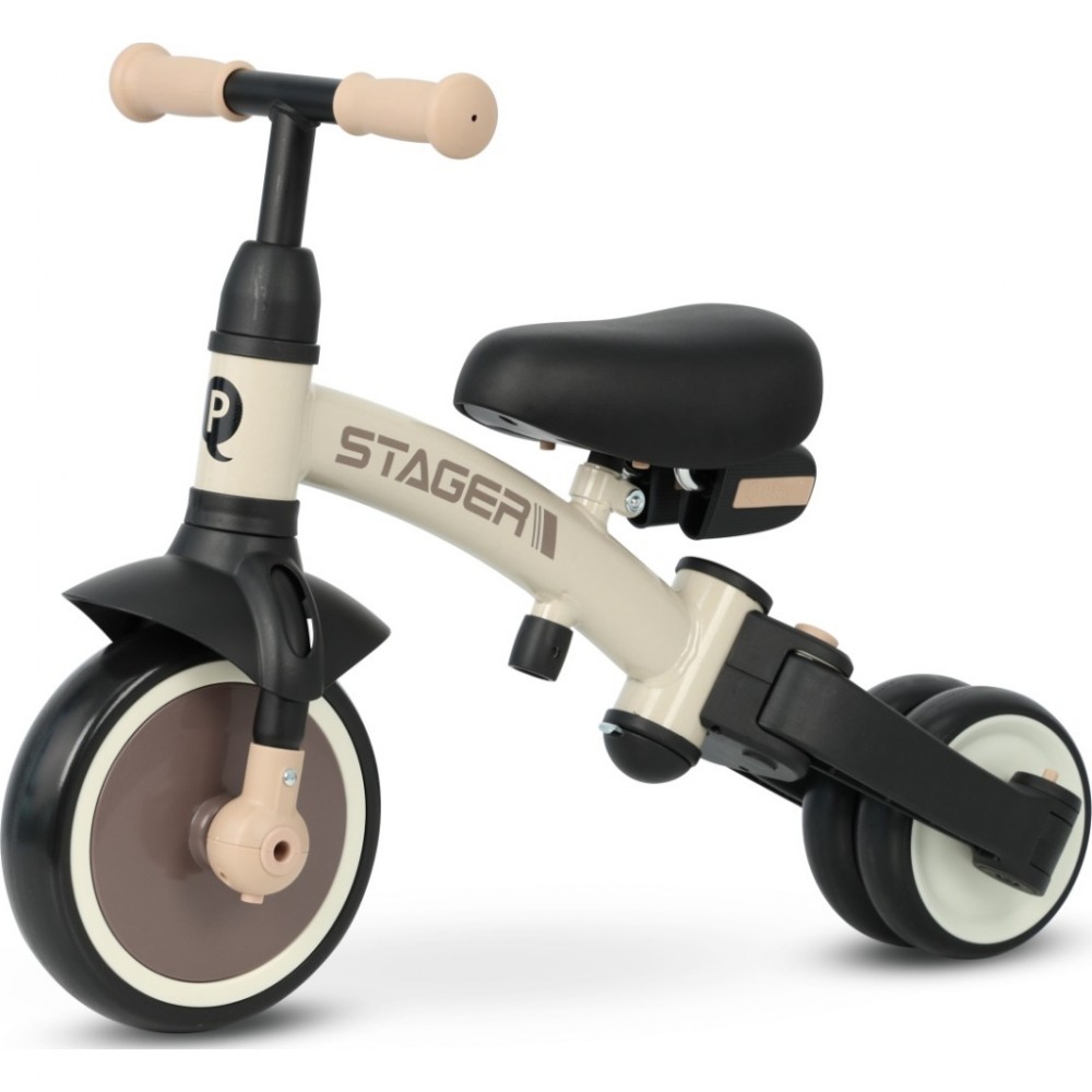 Дитячий велосипед QPlay Stager 3 в 1 з ручкою, біговел, Beige-Brown (T80STAGERBeigeBrown) — фото 3