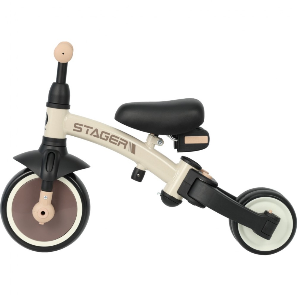 Дитячий велосипед QPlay Stager 3 в 1 з ручкою, біговел, Beige-Brown (T80STAGERBeigeBrown) — фото 4