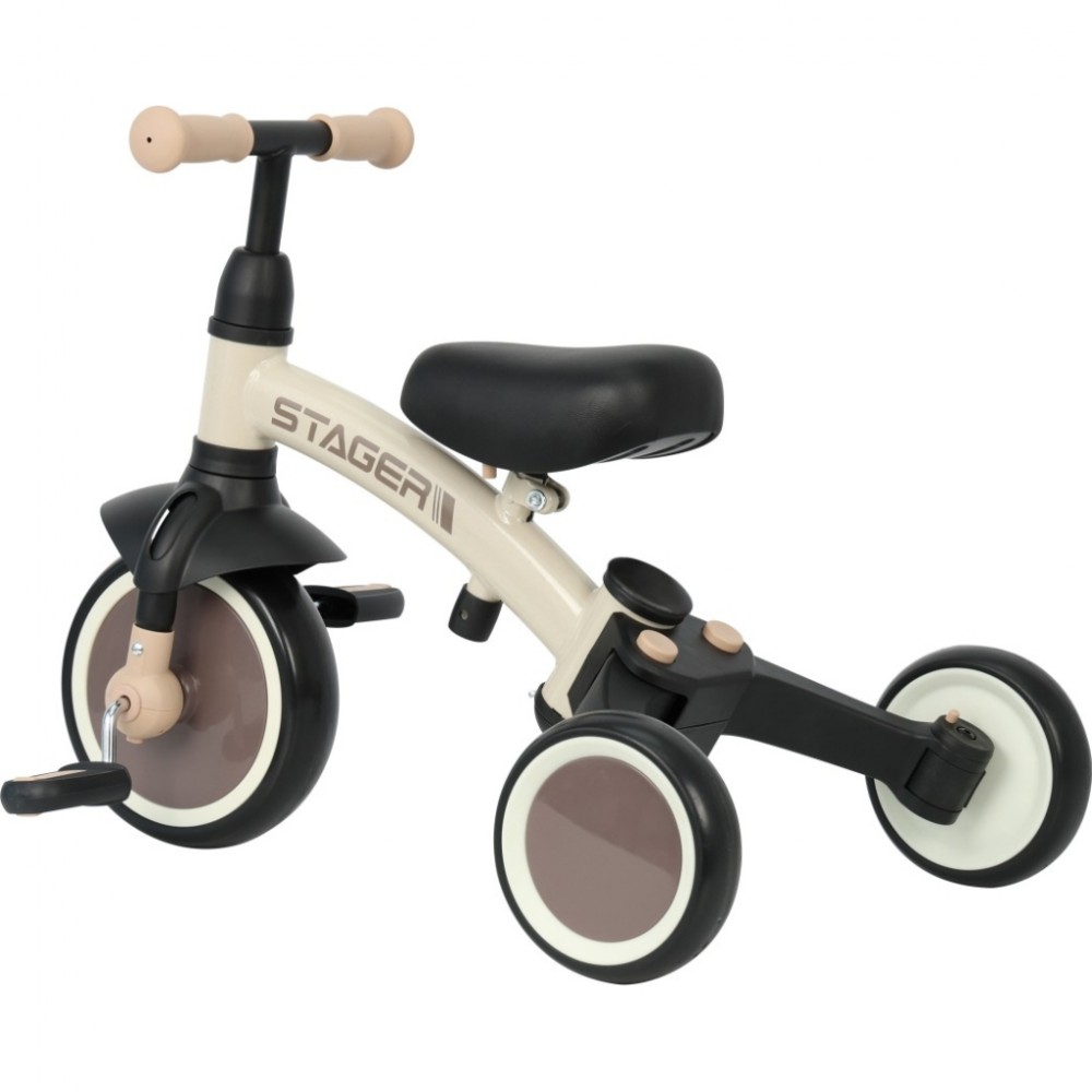 Дитячий велосипед QPlay Stager 3 в 1 з ручкою, біговел, Beige-Brown (T80STAGERBeigeBrown) — фото 6