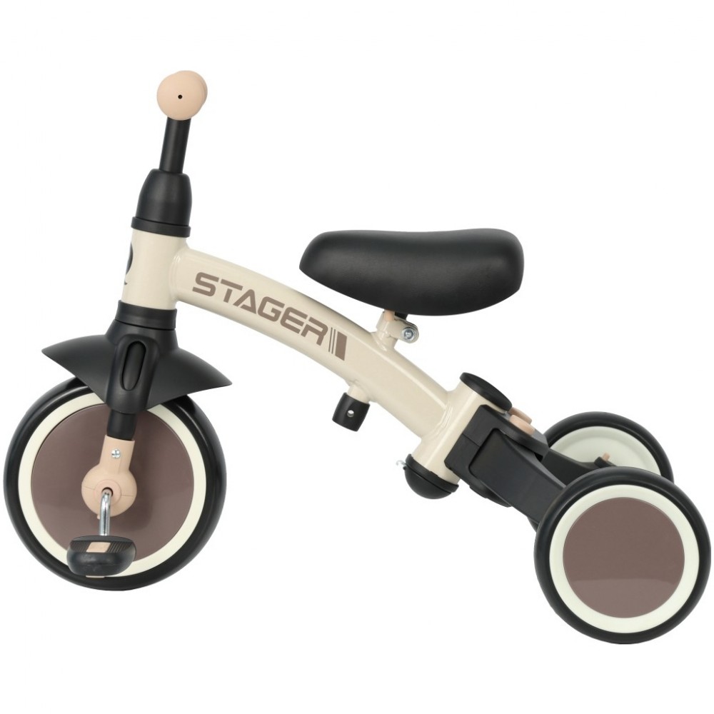 Дитячий велосипед QPlay Stager 3 в 1 з ручкою, біговел, Beige-Brown (T80STAGERBeigeBrown) — фото 7