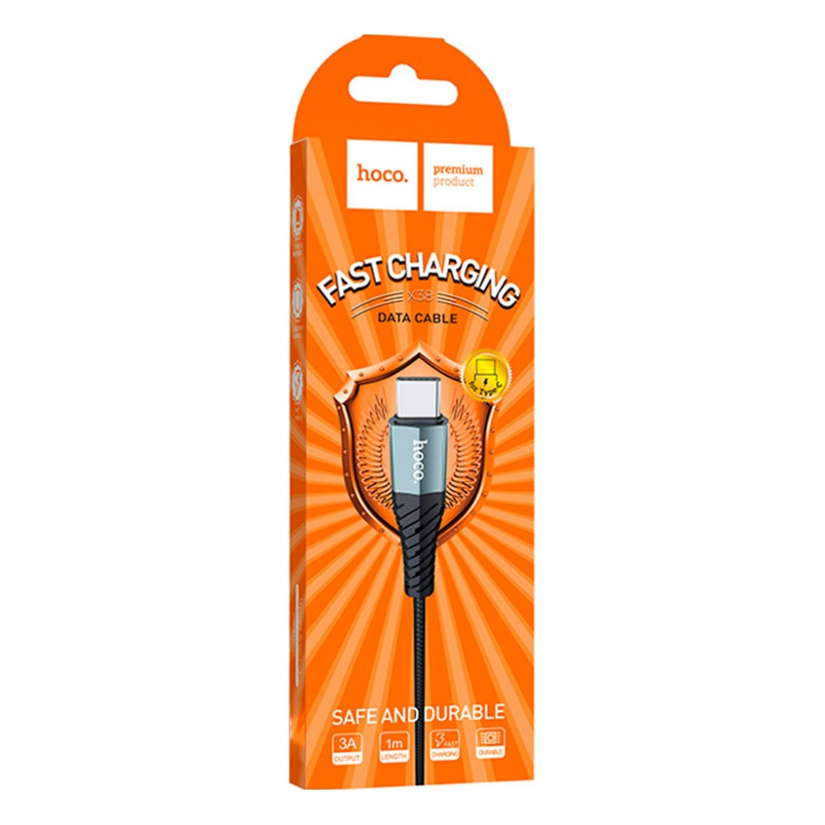 Дата кабель USB 2.0 AM to USB-C 1.0m X38 Cool black HOCO (6931474710567) — фото 6