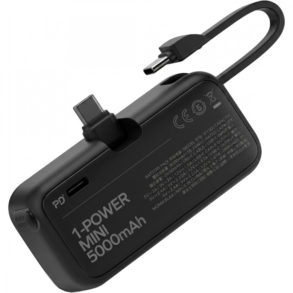 Батарея універсальна Momax 5000mAh Black (IP130D) — фото 3