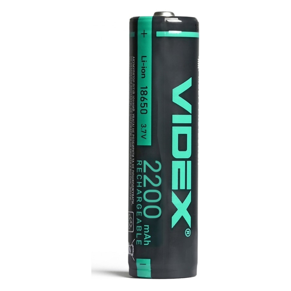 Акумулятор 18650 2200mAh Li-Ion, protect, color box/1шт Videx (18650-P/2200/1CB) — фото 3