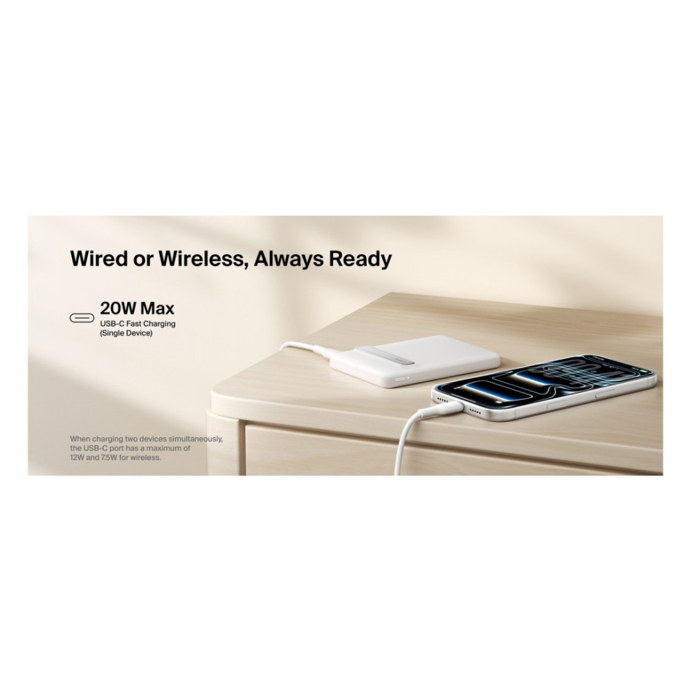 Батарея універсальна Belkin Magnetic Kickstand 5000mAh 20W White (BPD011HQWH) — фото 7