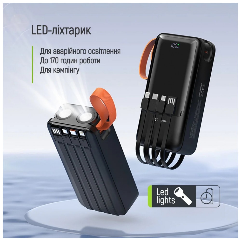 Батарея універсальна ColorWay 20 000 mAh PowerHub PD/22.5W, QC/4.0, Black (CW-PB200LP07BK) — фото 7