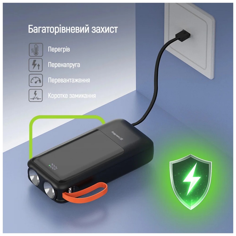 Батарея універсальна ColorWay 20 000 mAh PowerHub PD/22.5W, QC/4.0, Black (CW-PB200LP07BK) — фото 12
