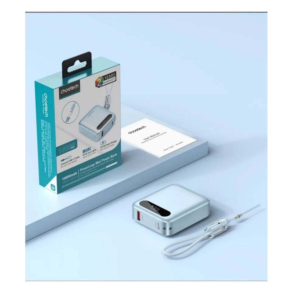 Батарея універсальна Choetech 10000mA, 22.5W, PD, QC, blue (B860-CCLBE) — фото 4