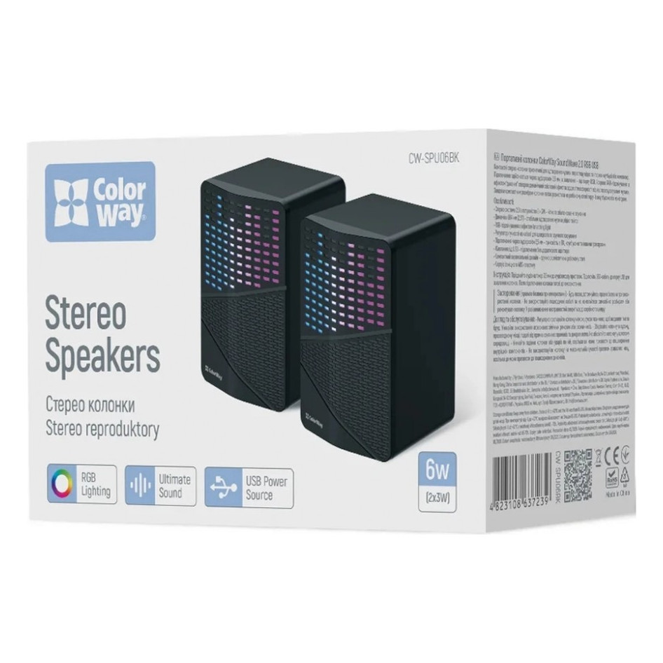Акустична система ColorWay SoundWave 2.0 RGB USB Black (CW-SPU06BK) — фото 4