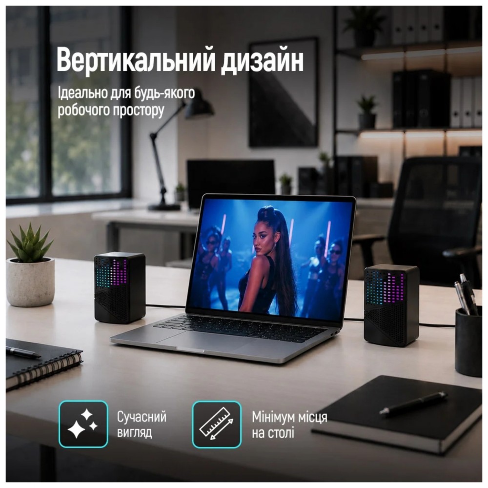 Акустична система ColorWay SoundWave 2.0 RGB USB Black (CW-SPU06BK) — фото 7