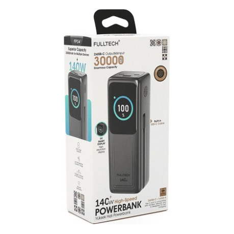 Батарея універсальна FULLTECH 30000mAh, PD/140W, LCD Display (FP34 / 44718) — фото 2