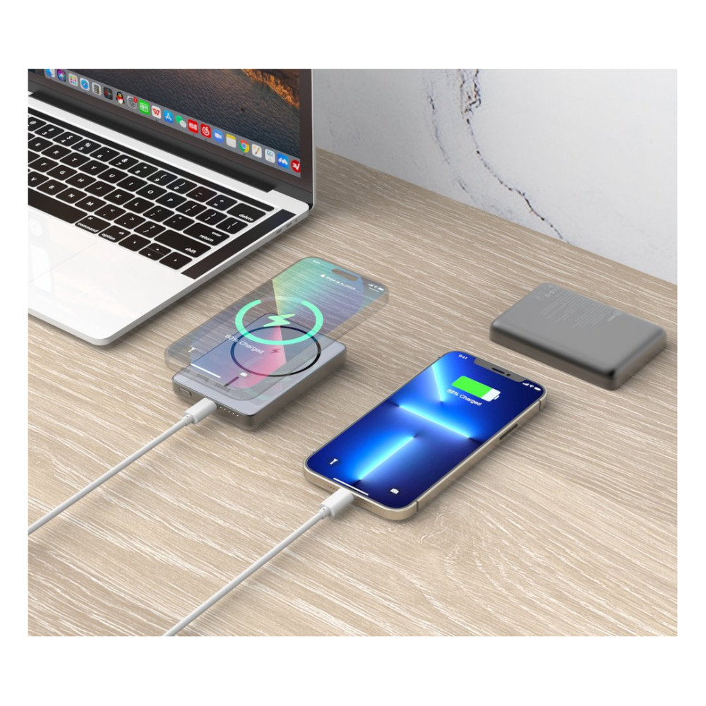 Батарея універсальна ATRIA PD20W USB-C 15W Wireless MagSafe 10000mAh Black (WPD-W72B) — фото 10