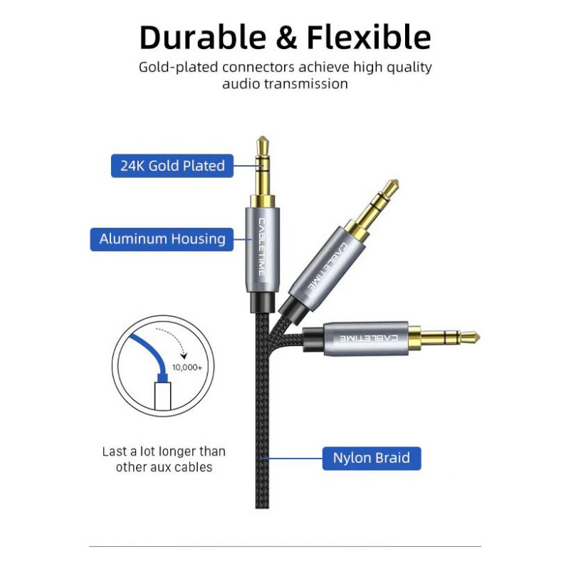 Кабель мультимедійний 3.5mm M to 3.5mm F 3.0m Cabletime (CA915255) — фото 6