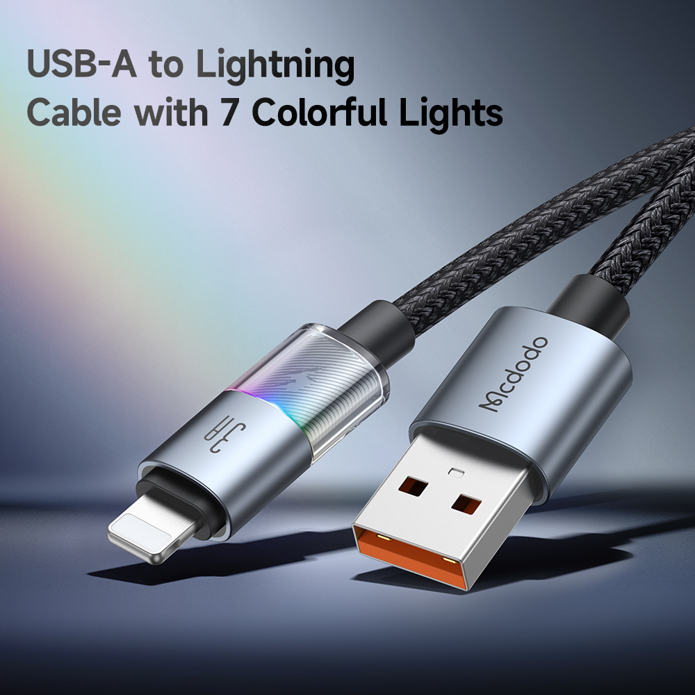 Кабель McDodo USB to Lightning with 7 Colorful Lights 1.2m Black (CA-8170) — фото 3